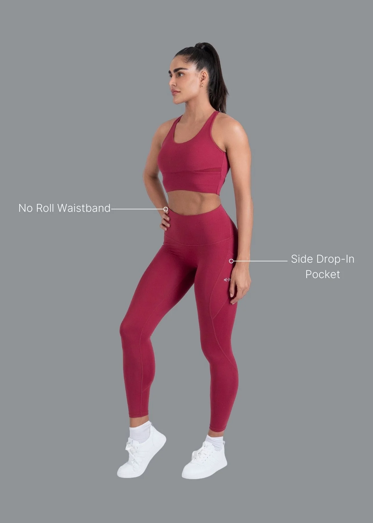 Nylon Women's High Waist No-Roll Leggings - Image 6