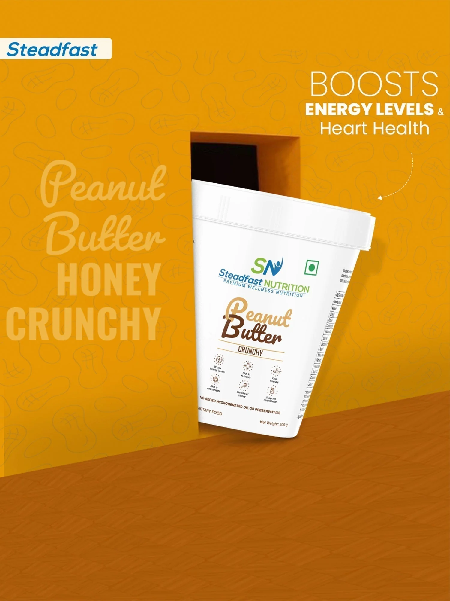 Peanut Butter Honey Crunchy Healthiest Nut Butter 500g - Image 5