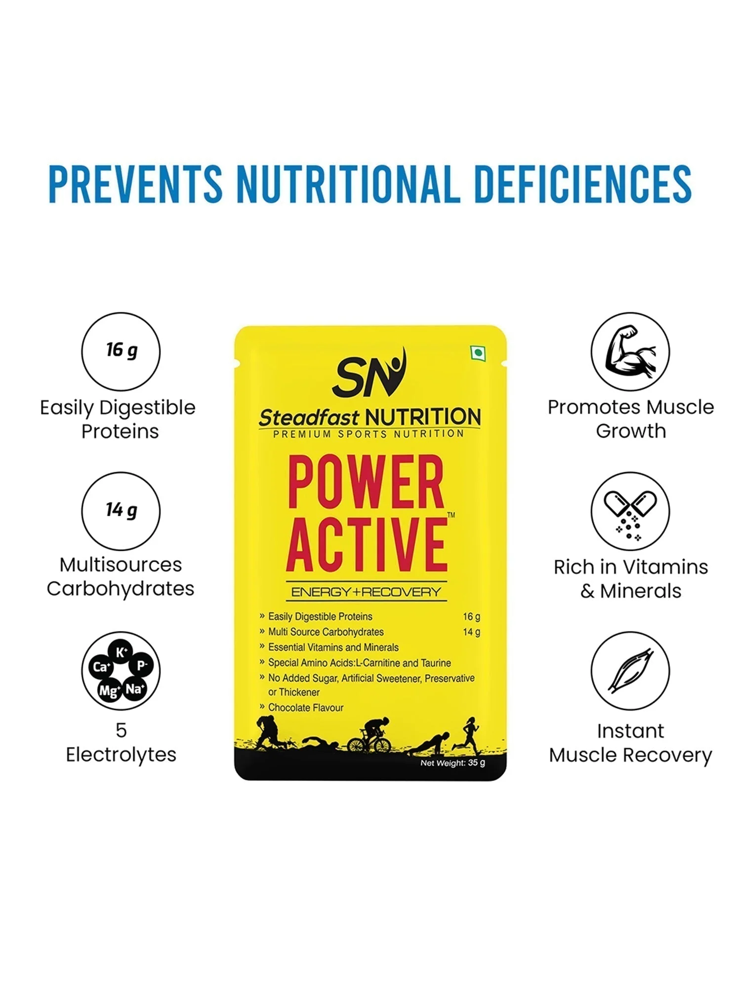 Power Active Energy Recovery Nutritional Deficiencies Chocolate 30 Sachets 1050g - Image 2