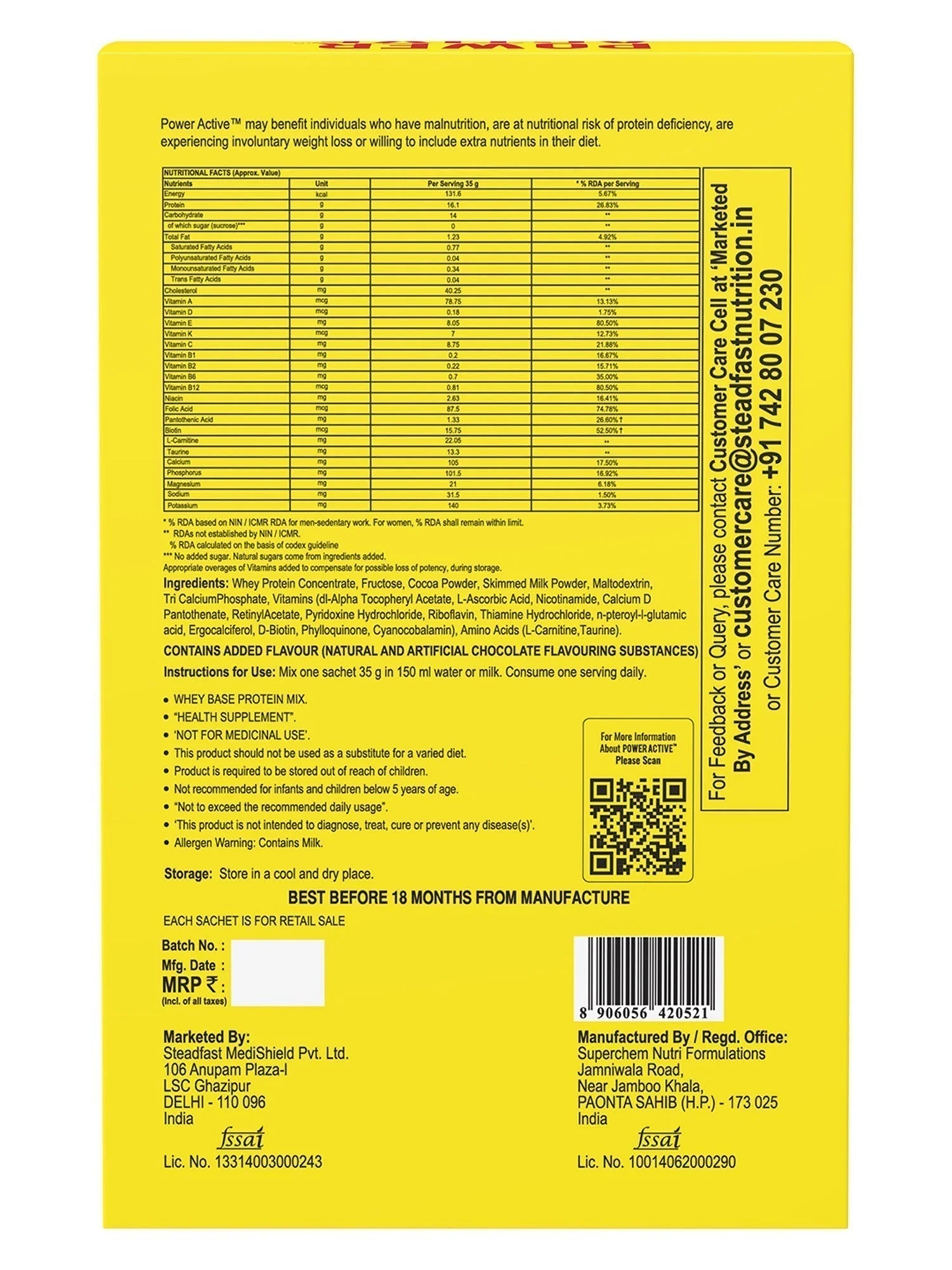 Power Active Energy Recovery Nutritional Deficiencies Chocolate 6 Sachets 210 g - Image 4