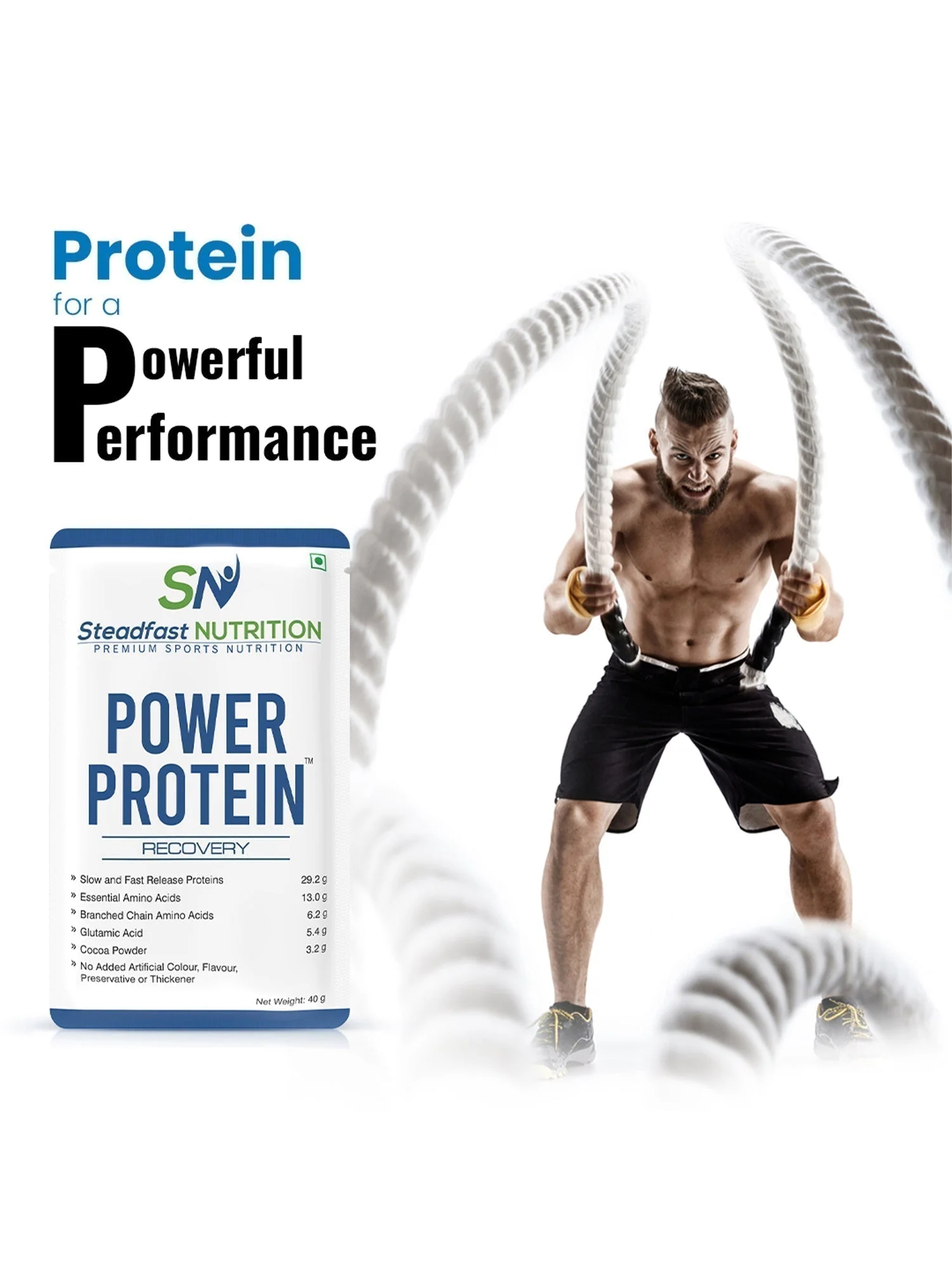 Power Protein Glutamine and Essential Amino Acids Natural Cocoa 60 Sachets 2400g - Image 4