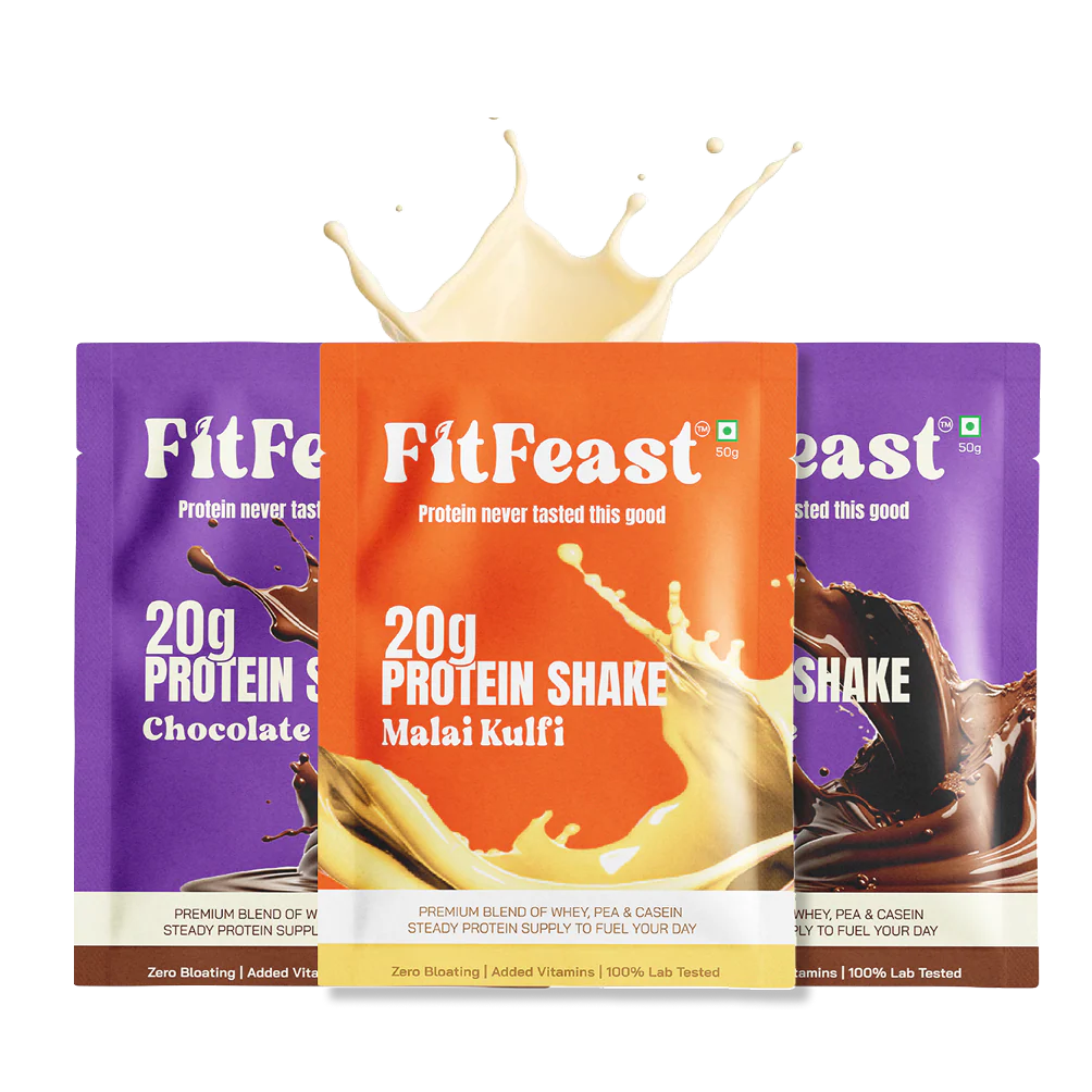 Protein Sachet : 2 x Chocolate, 1 x Malai Kulfi