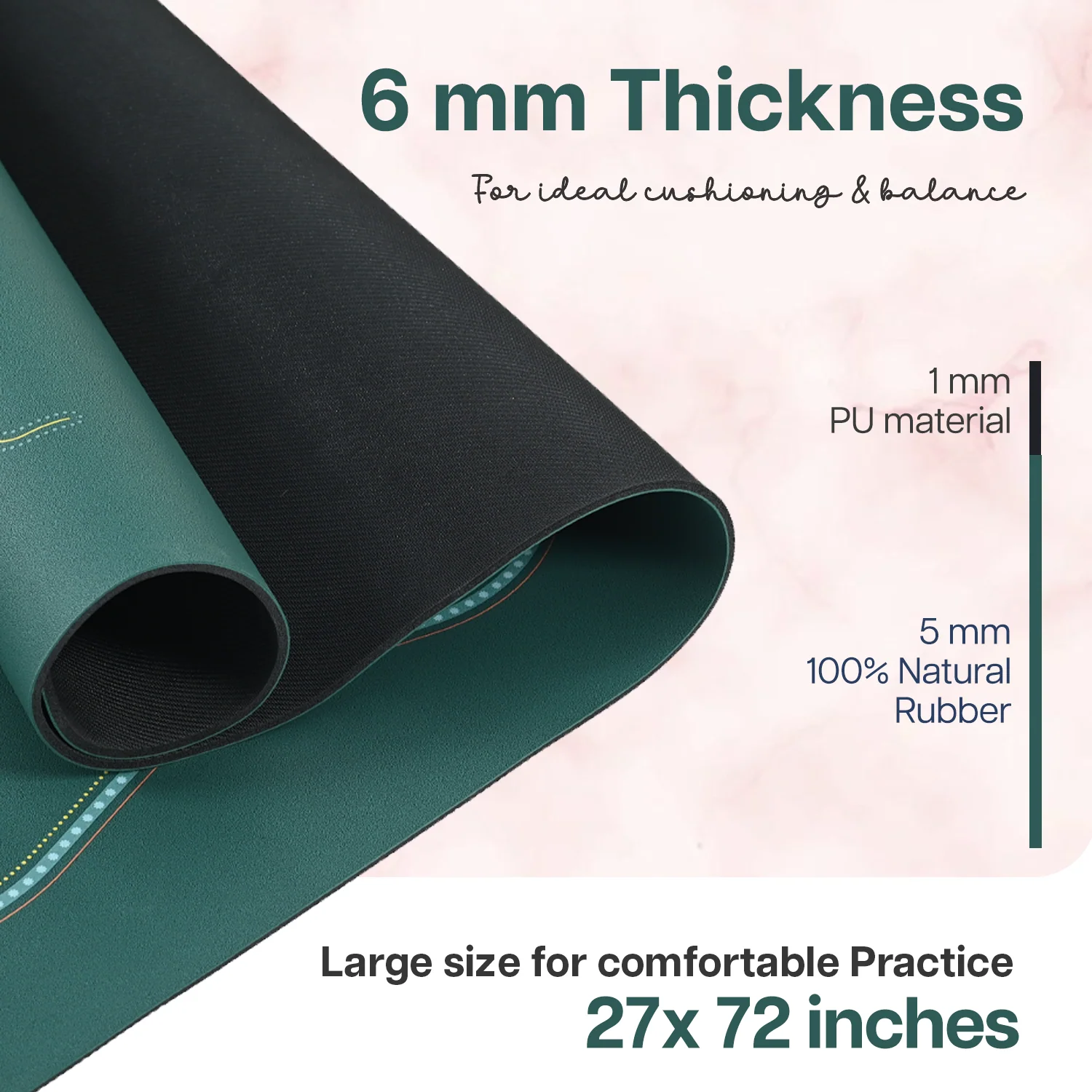 PU Alignment & Natural Rubber Yoga Mat - Image 33