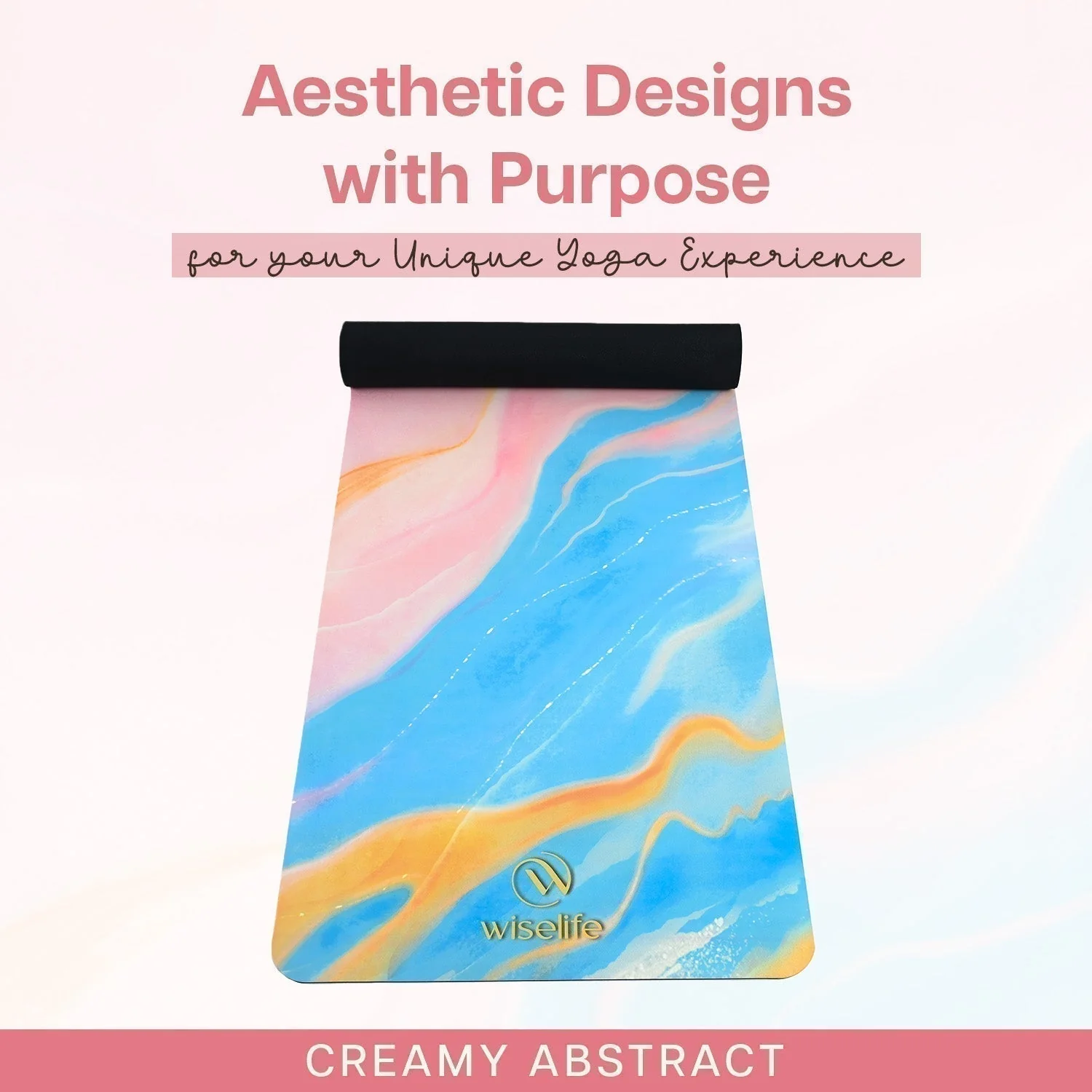 PU Printed & Natural Rubber Yoga Mat - 6mm, Abstract Marble - Image 4