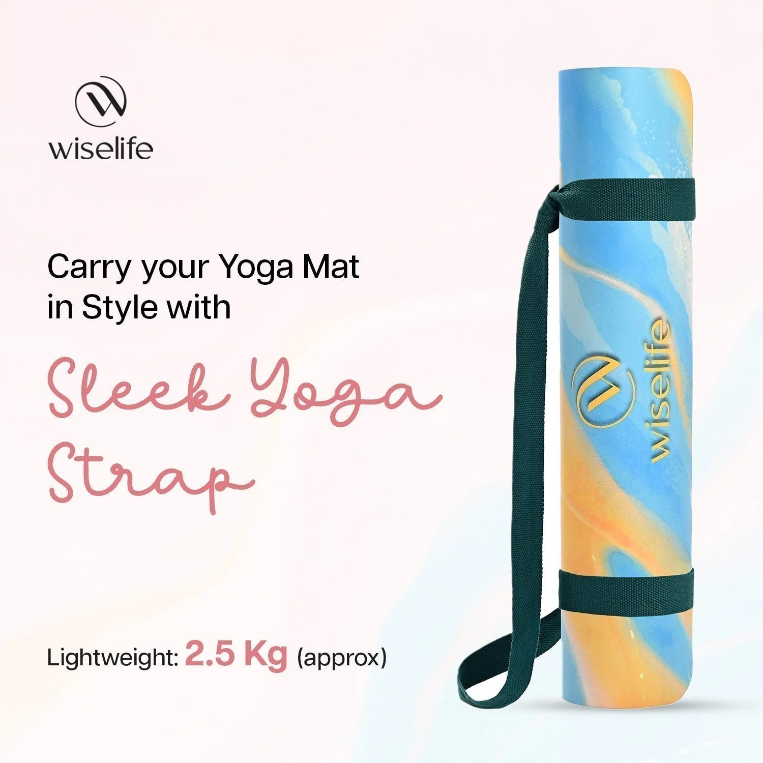 PU Printed & Natural Rubber Yoga Mat - 6mm, Abstract Marble - Image 6