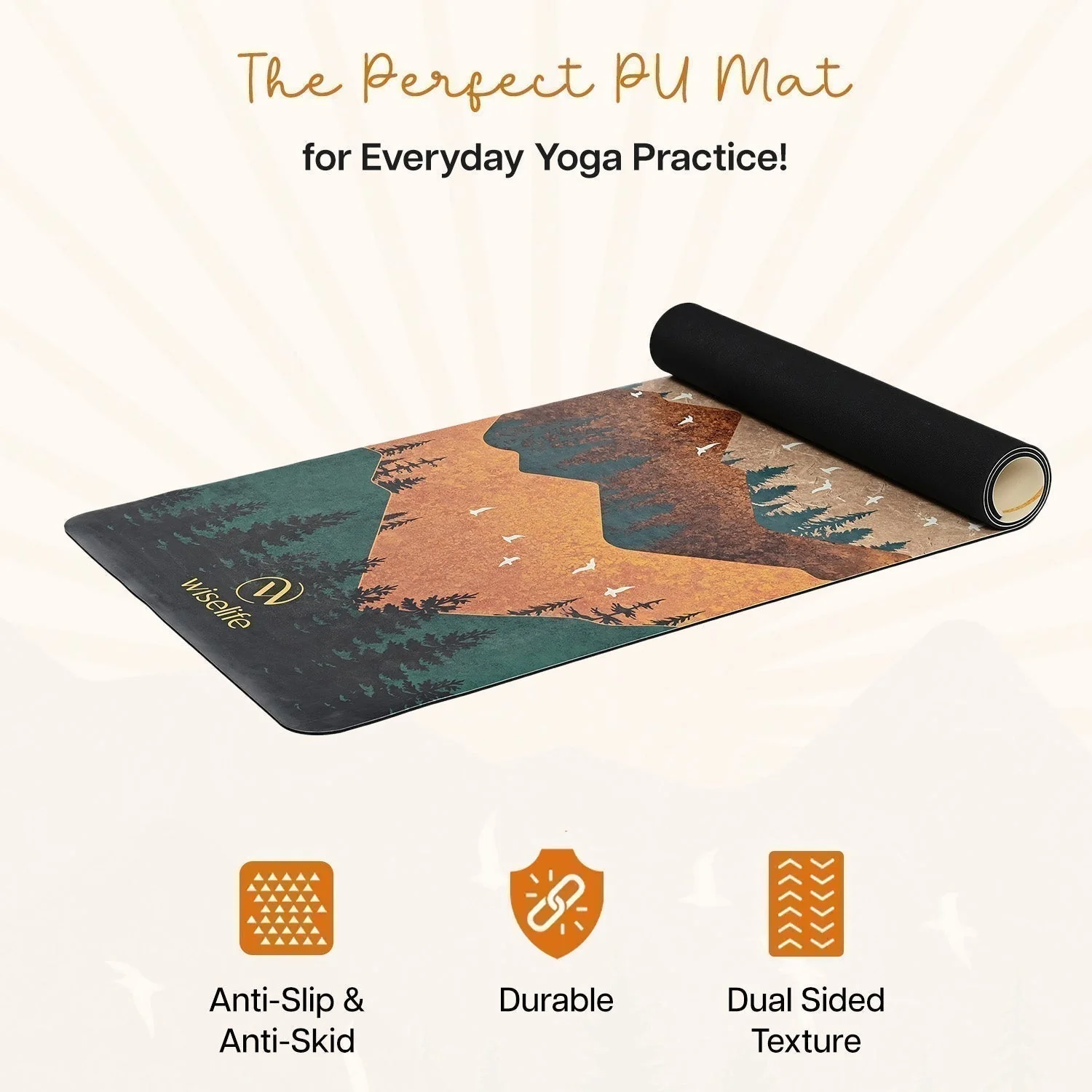PU Printed & Natural Rubber Yoga Mat - 6mm, Arabian Morning - Image 3
