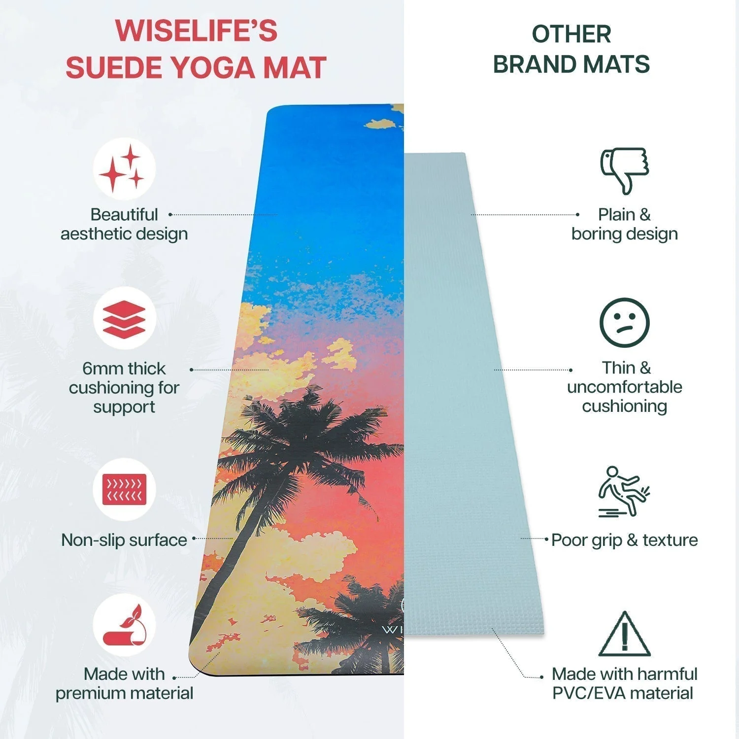 PU Printed & Natural Rubber Yoga Mat- 6mm, Californication - Image 2