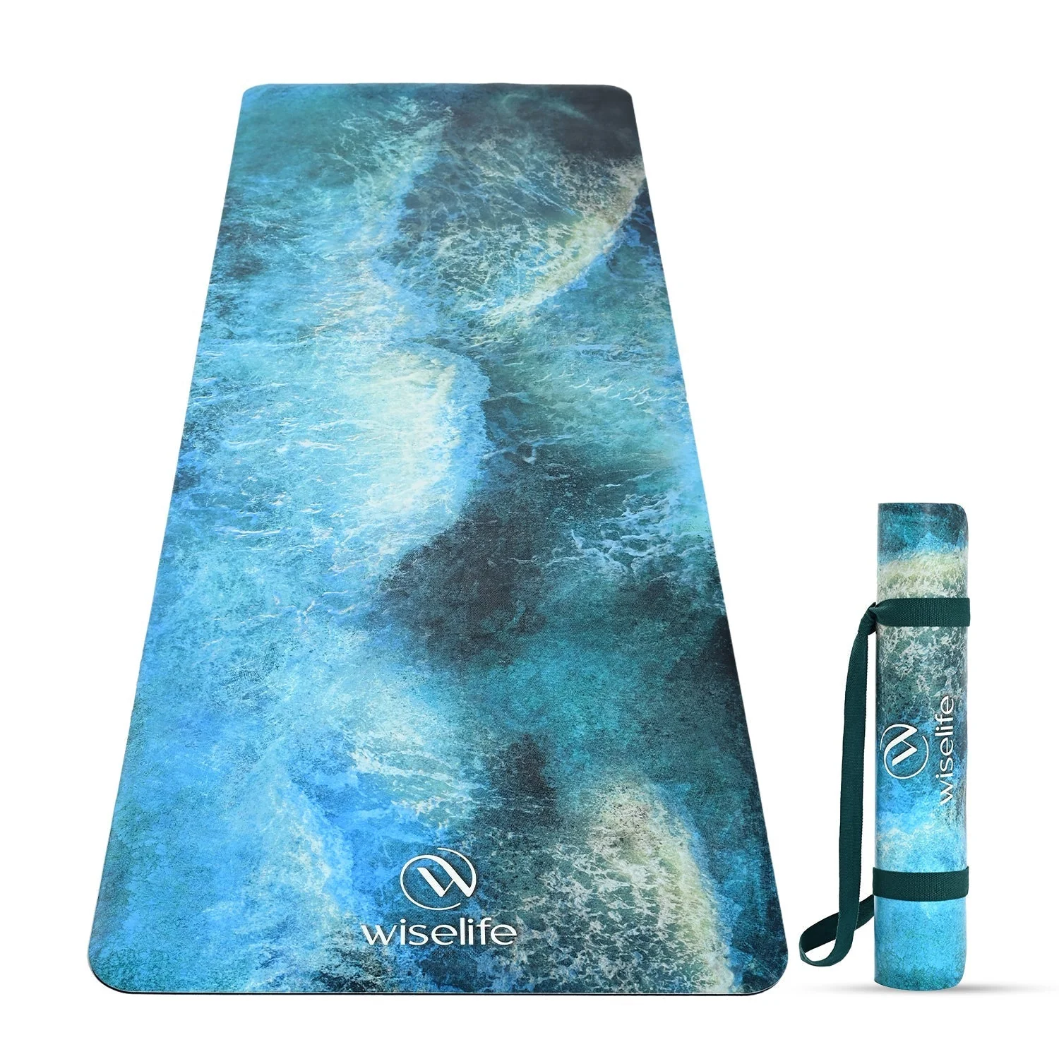 PU Printed & Natural Rubber Yoga Mat - 6mm, Deep Ocean - Image 2