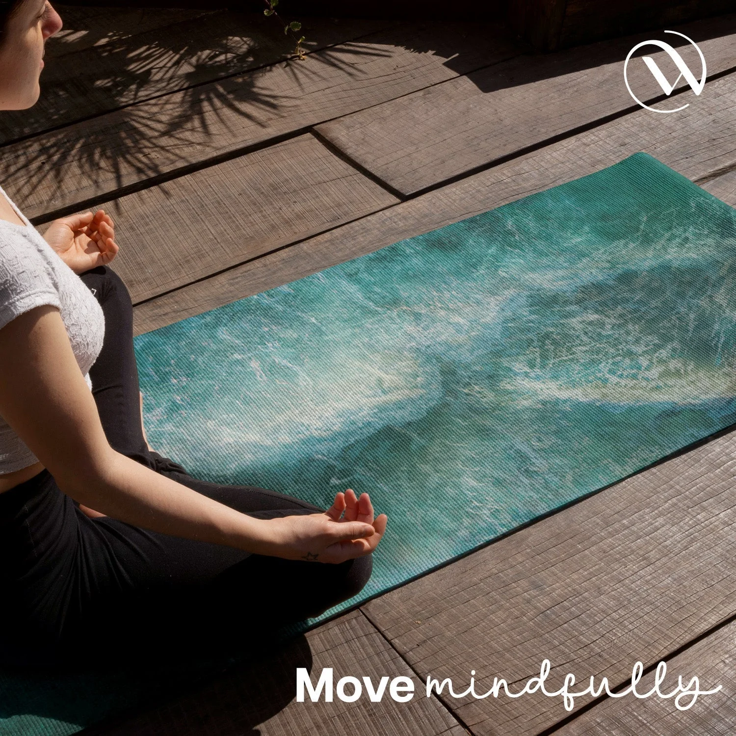 PU Printed & Natural Rubber Yoga Mat - 6mm, Deep Ocean - Image 9