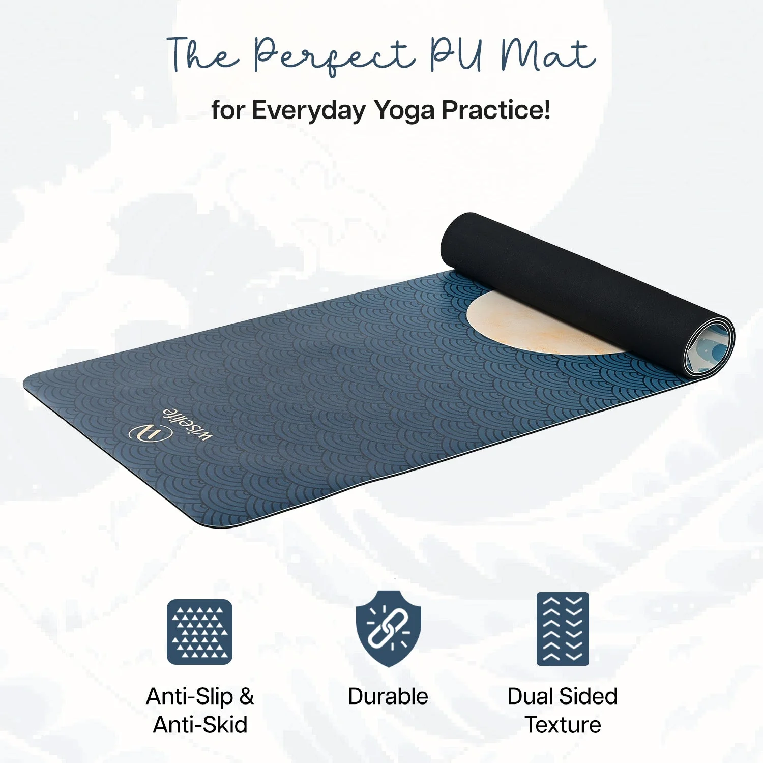 PU Printed & Natural Rubber Yoga Mat - 6mm, Japanese Wave - Image 3