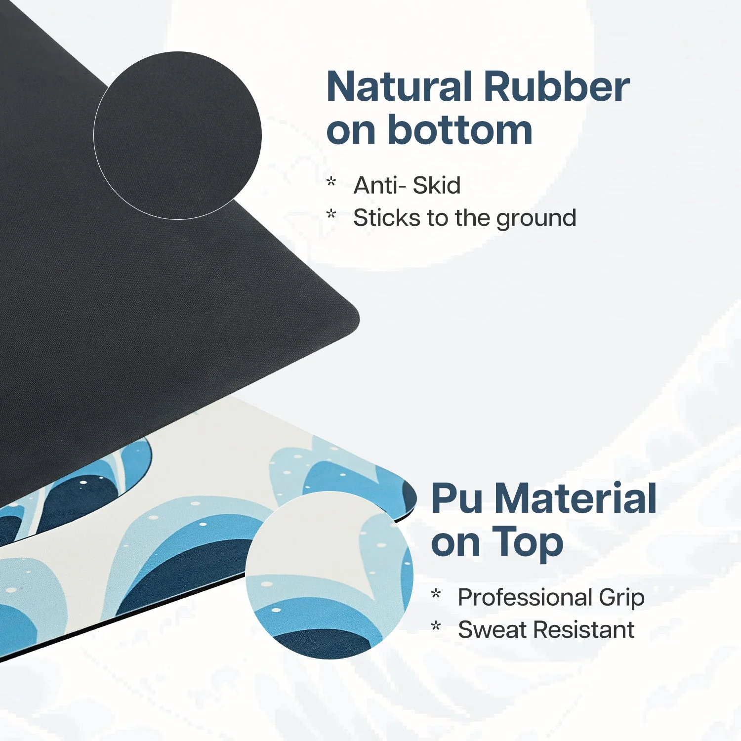 PU Printed & Natural Rubber Yoga Mat - 6mm, Japanese Wave - Image 5