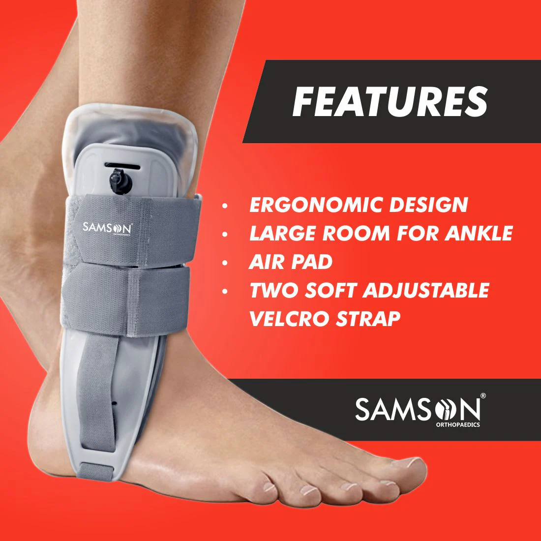 SAMSON Air Ankle Splint | Medical Support Brace with Adjustable Straps for Ankle Injuries - Image 6