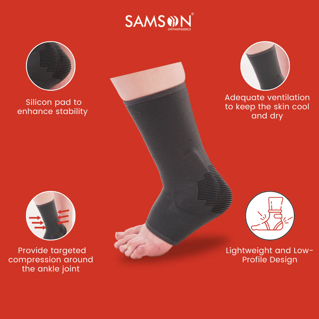 SAMSON Ankle Support with Silicone Pad | Compression Support for Injury Recovery & Pain Relief - Image 5