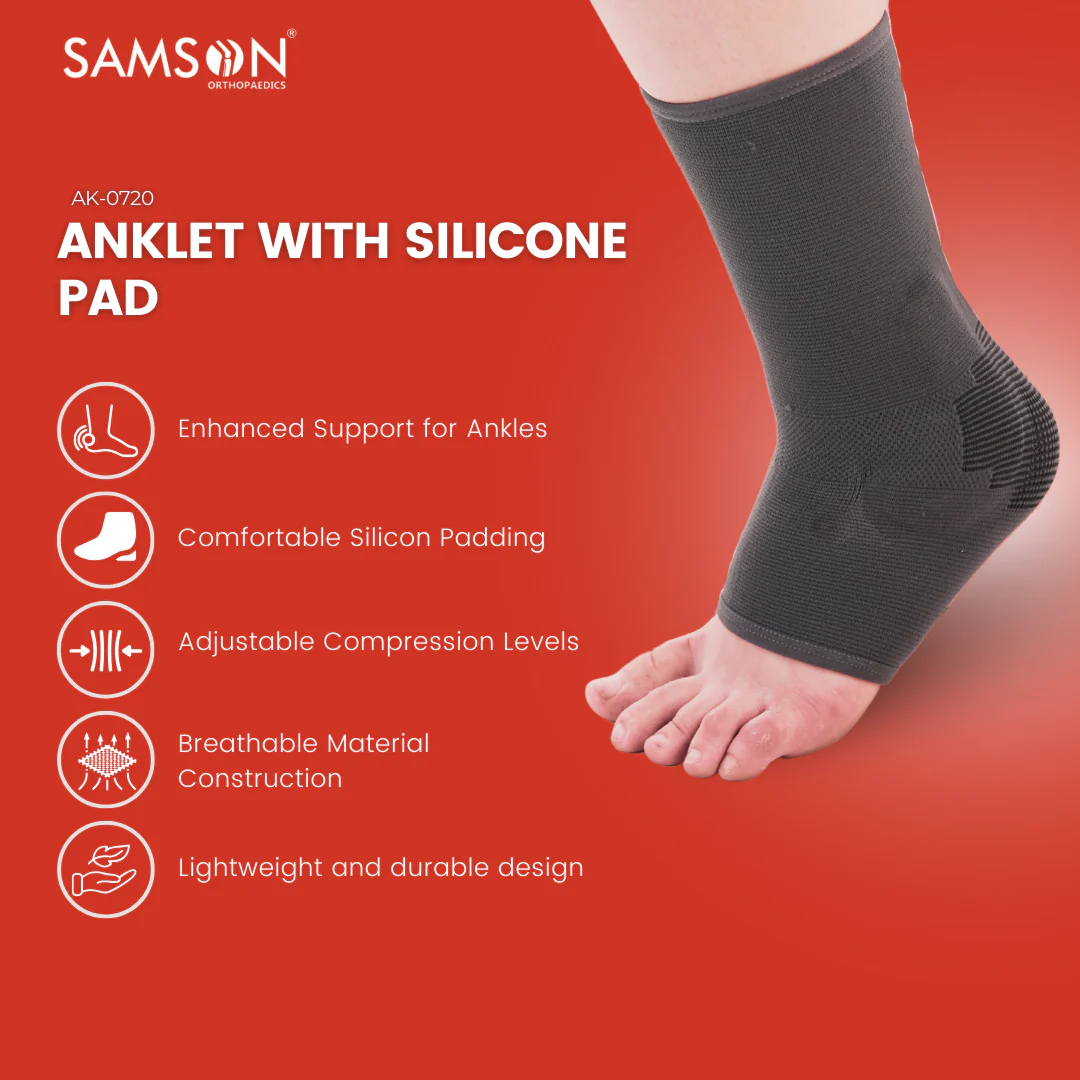 SAMSON Ankle Support with Silicone Pad | Compression Support for Injury Recovery & Pain Relief - Image 6