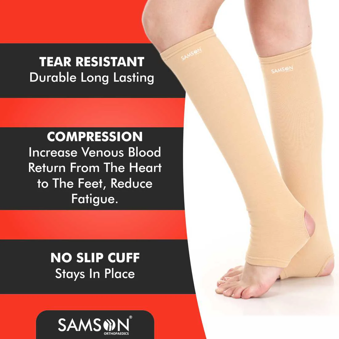SAMSON Varicose Veins Compression Stockings (Below Knee) | Swelling, Edema & Pain Relief for Men & Women - Image 4