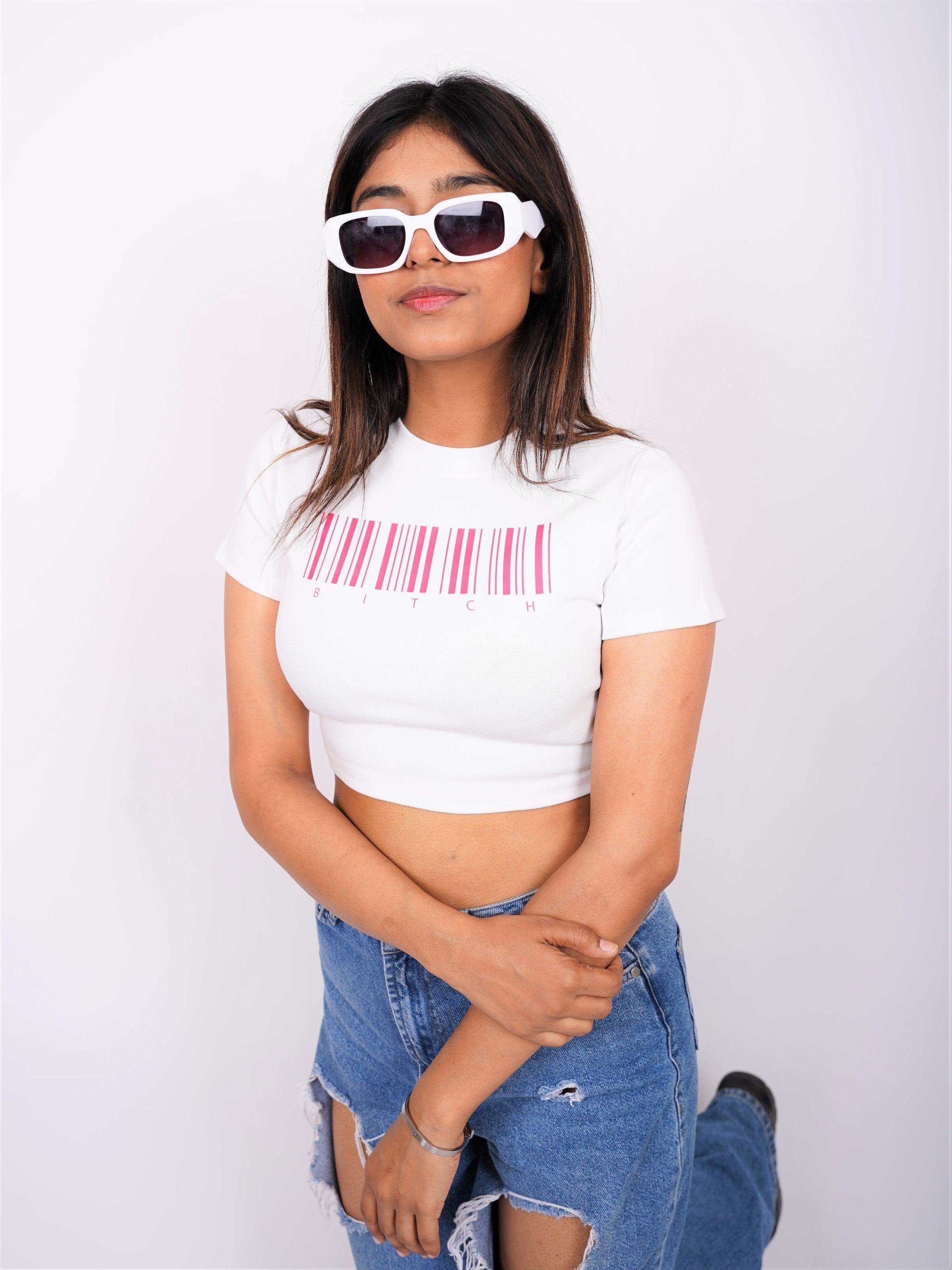 Scan Me : Burger Bae Round Neck Crop Baby Tee For Women - Image 4