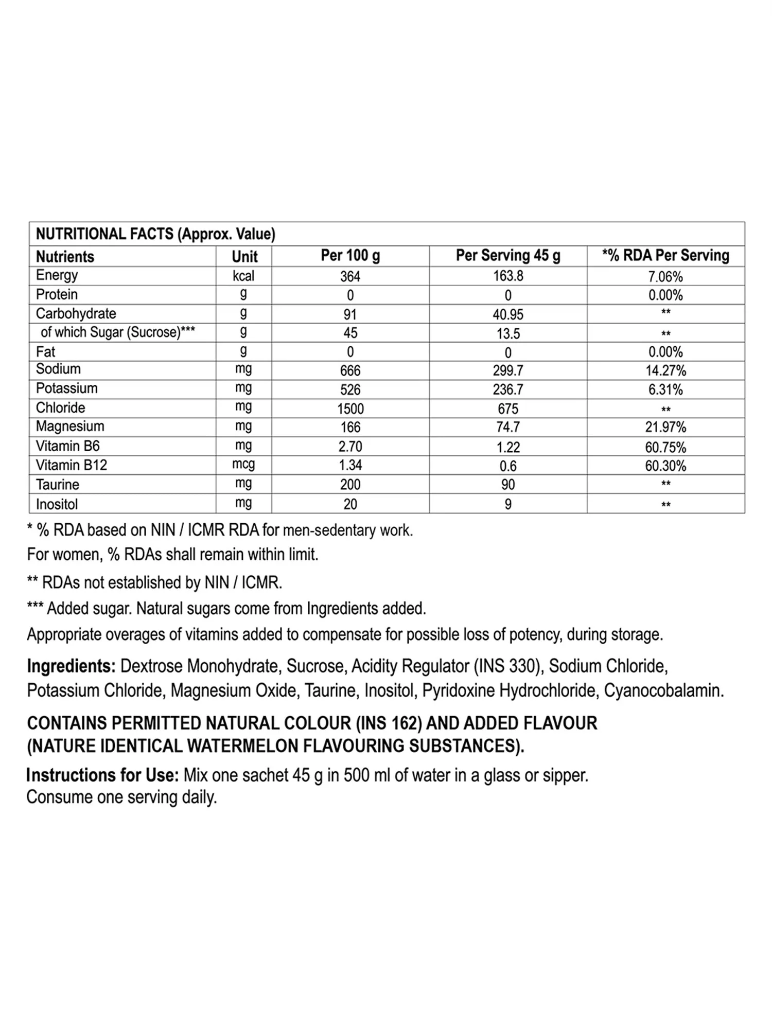 Snergy Hydration Pre workout Supplement Watermelon 6 Sachets 270g - Image 7