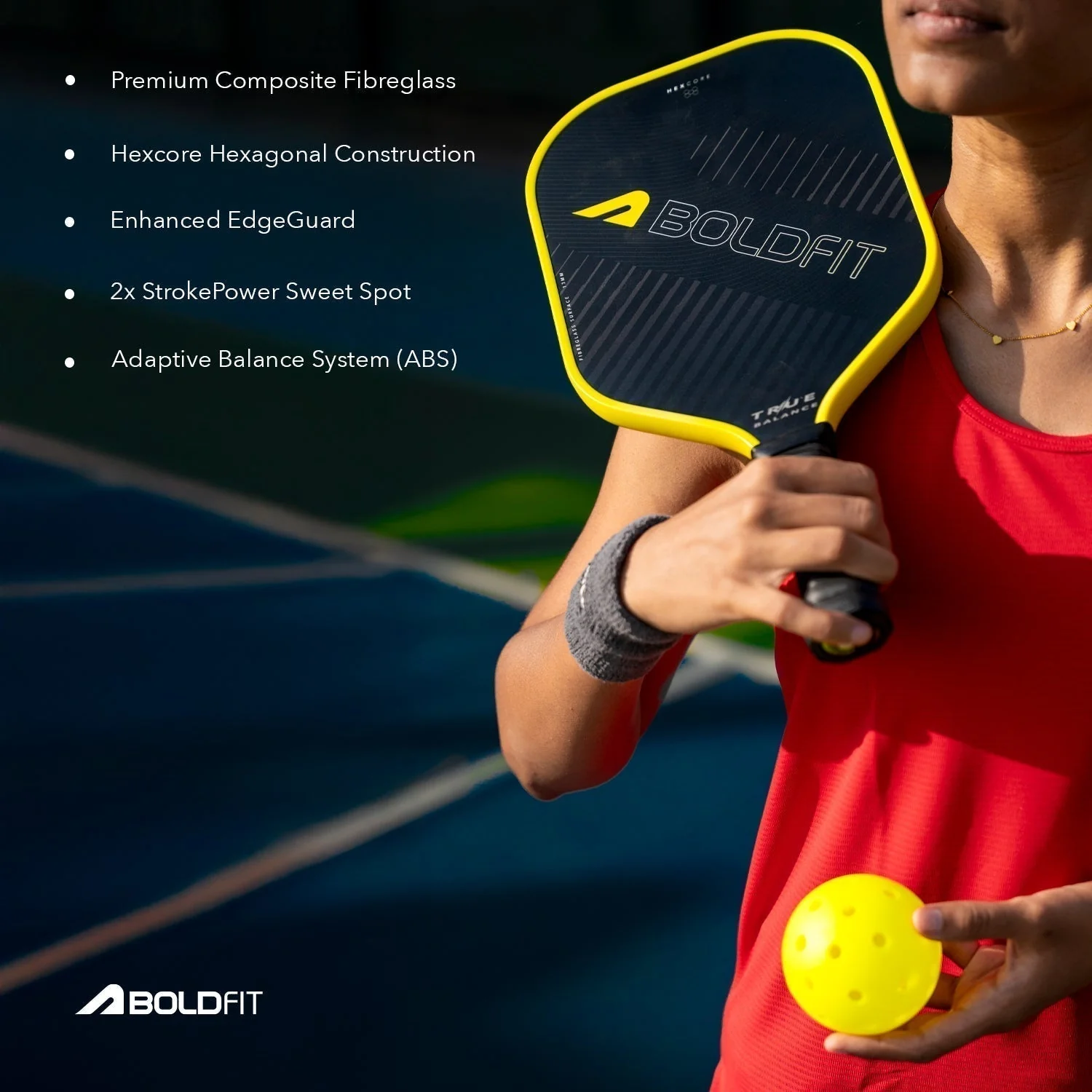 TrueBalance Pickle Ball Paddle - Black/Yellow - Image 8