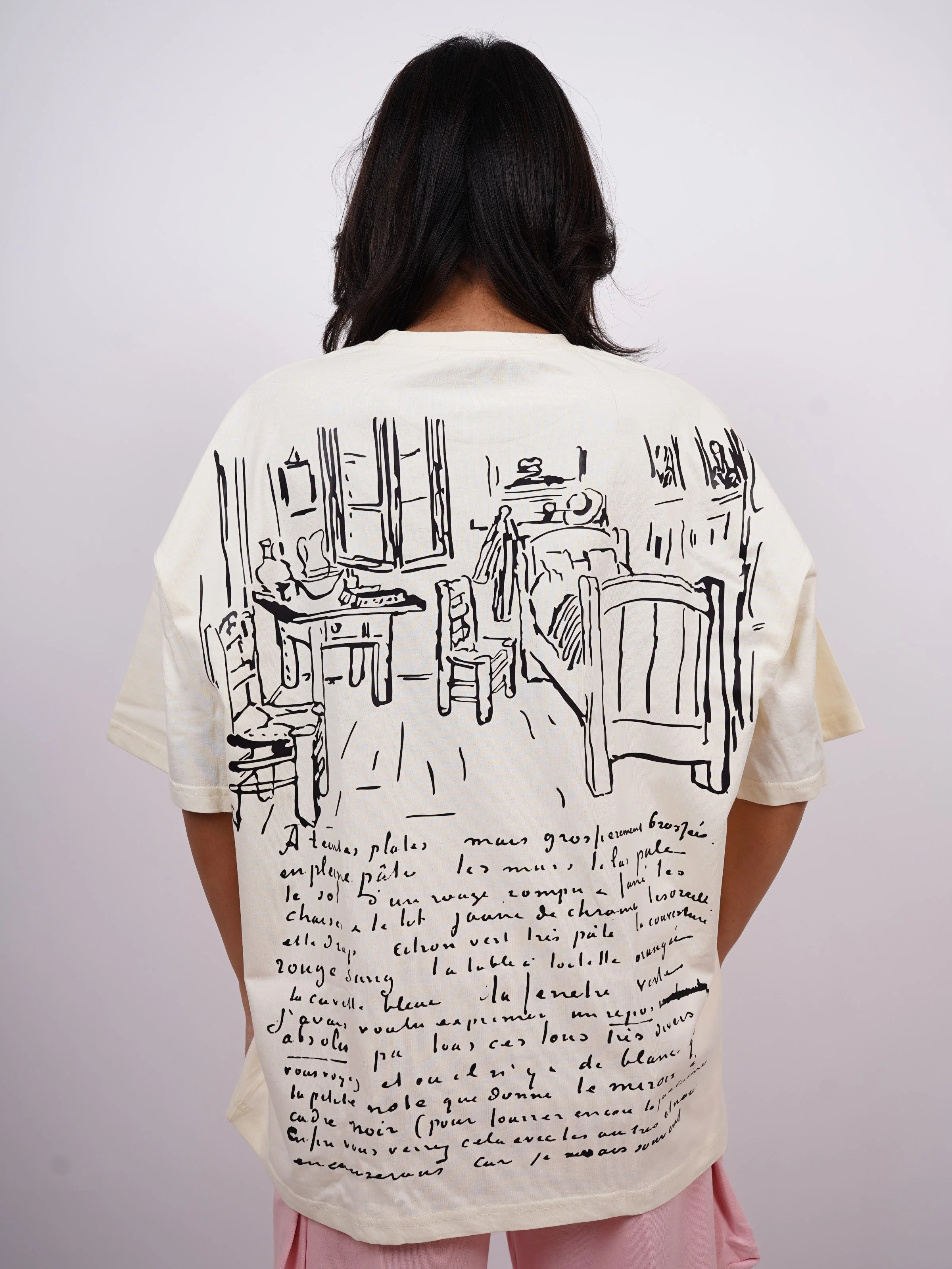 Van Gogh : Bedroom in Arles Drop Sleeved  Tee For Men and Women - Image 2