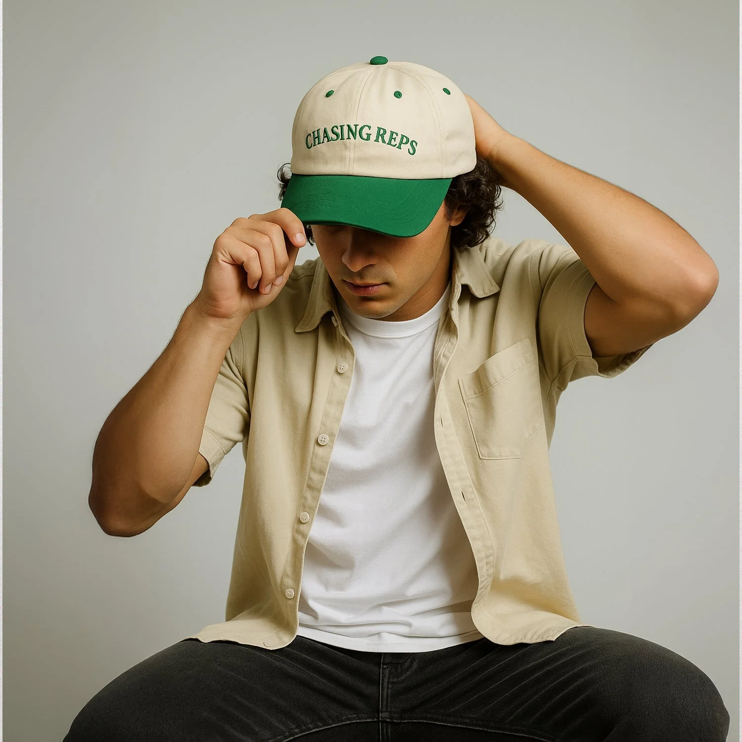Washed Caps White Green Chasing Reps - Image 5