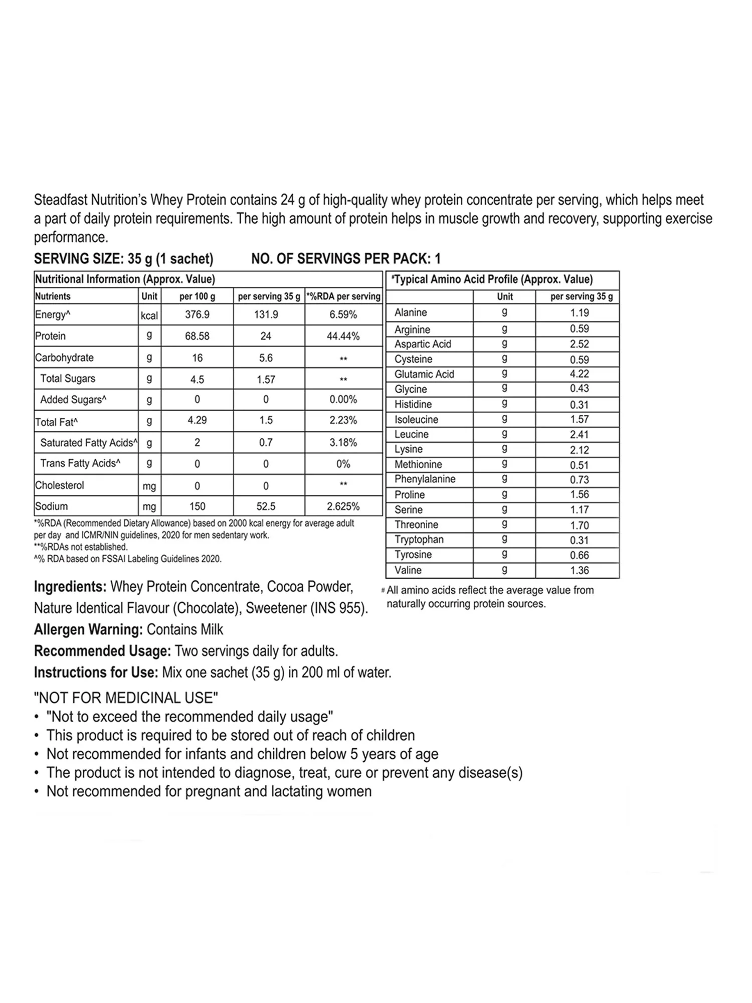 Whey Protein Fast Releasing Concentrate Recovery Chocolate 60 Sachets 2100g - Image 5
