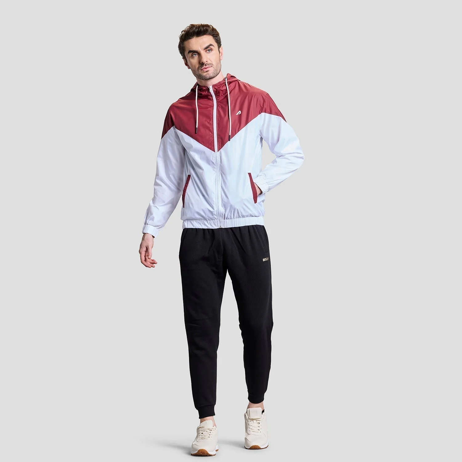 Windrush Mens Windcheater - Maroon/White - Image 6