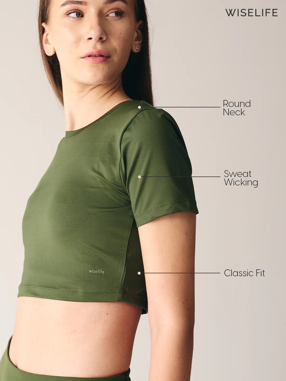 Wise Active Crop Top (Olive green) - Image 4