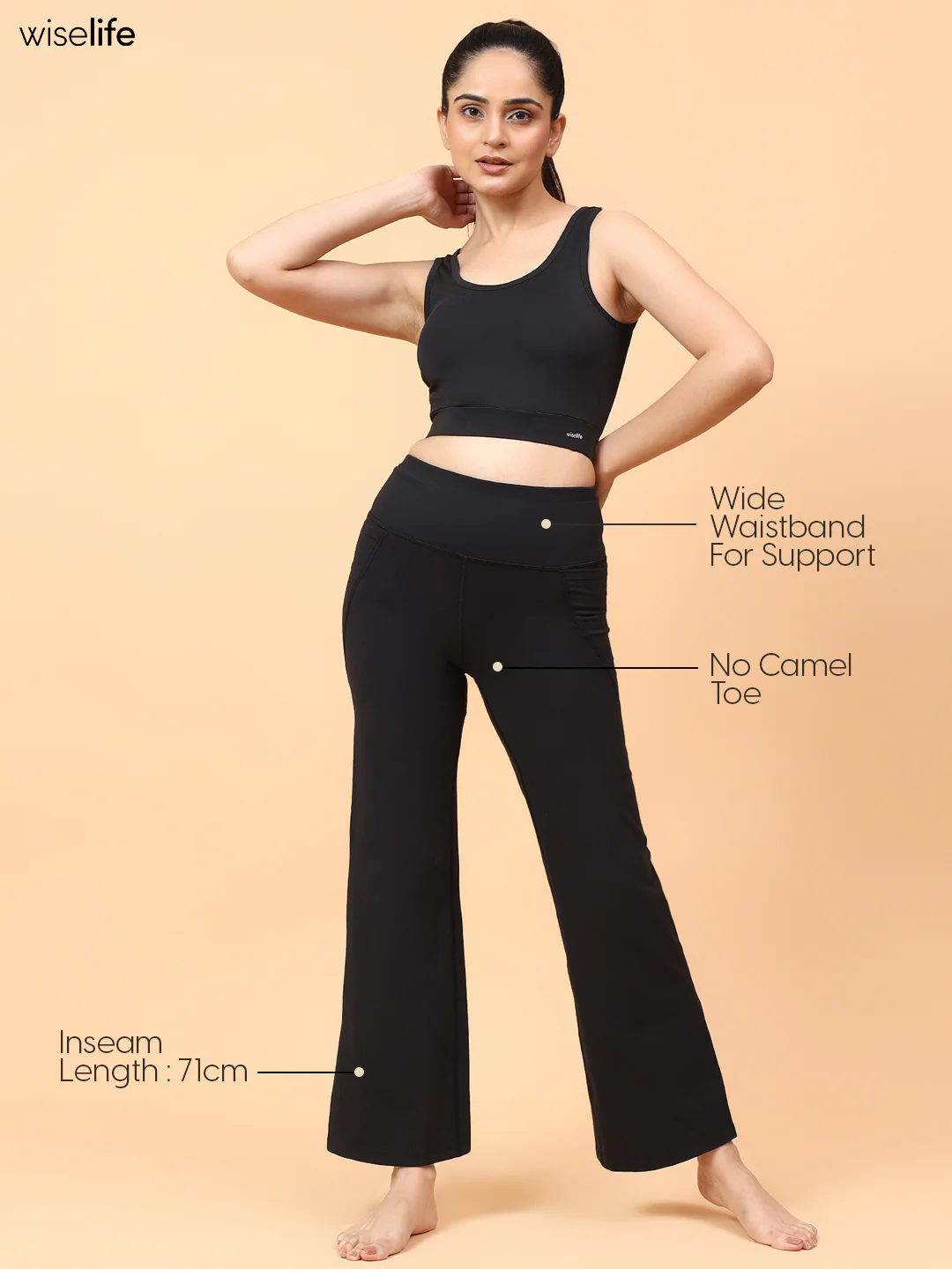 Wise Active Flare Pants (Black) - Image 7