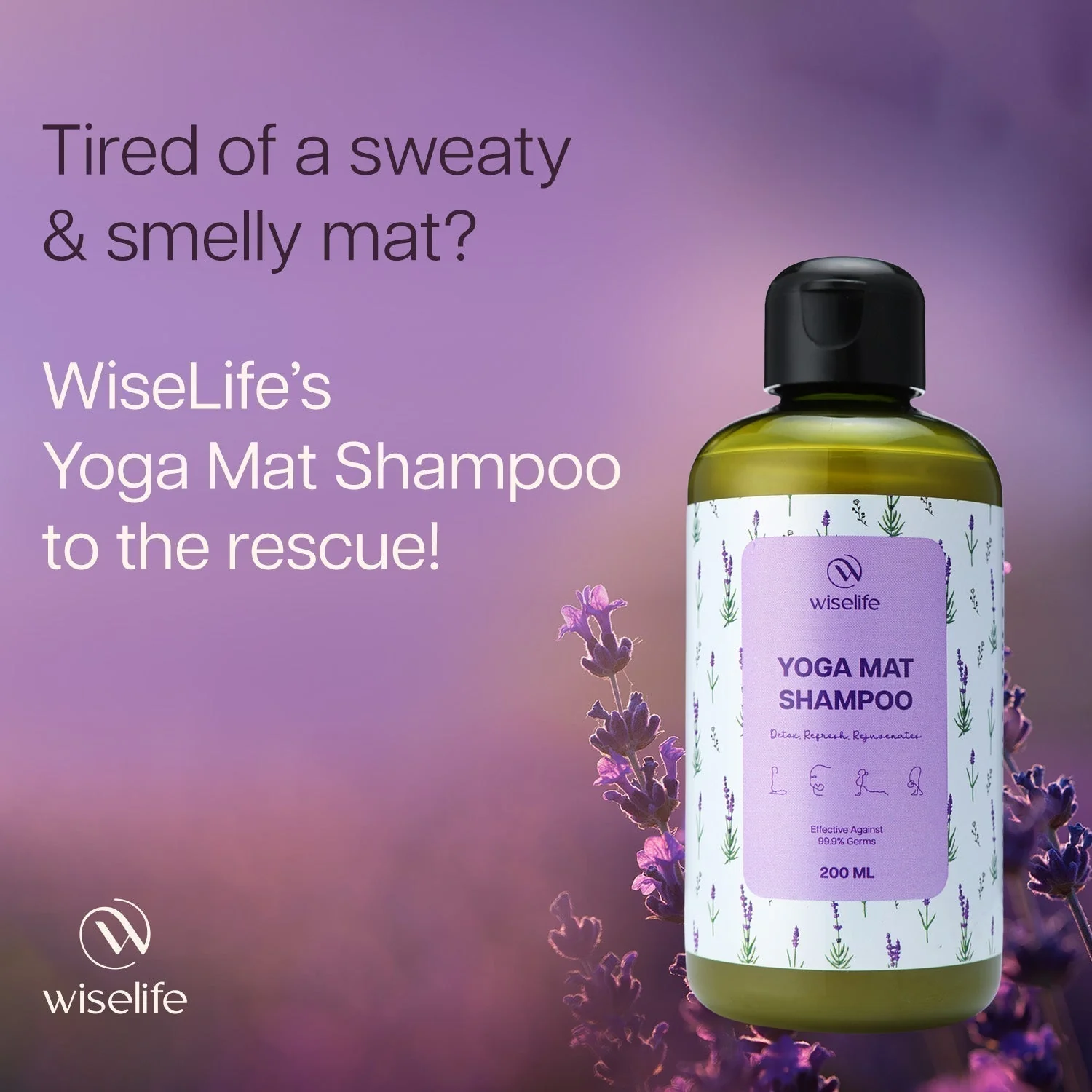 Wiselife Yoga Mat Shampoo- Lavendar 200ml - Image 6